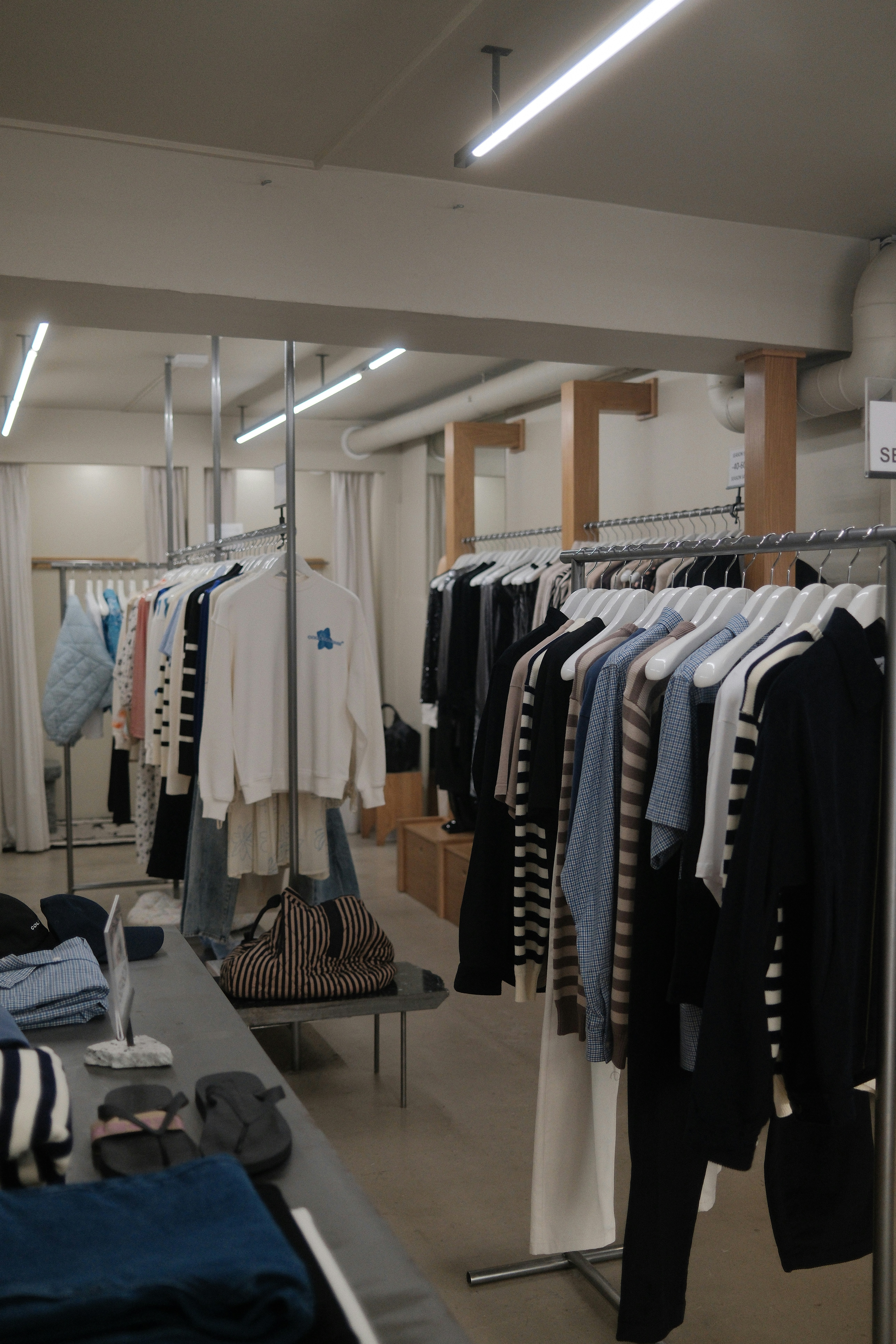 Ready-made garments on racks